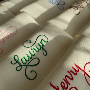 Personalized Linen Napkins, Custom Linen Napkins, Embroidered Linen Napkins, Monogrammed Dinner Linen Napkins