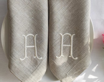 Monogrammed Linen Napkin, Bulk Wedding Napkin, Hemstitched Linen Napkin, Initial Linen Napkin, Wedding Napkins, Linen Dinner Napkins