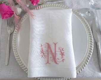 Monogrammed Linen Napkins, Personalized Napkins, Monogrammed Wedding Napkins, Custom Embroidery Linen Napkins, Embroidered Linen Napkins