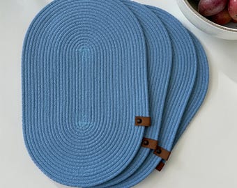 Colorful Rope Placemat, Cotton Rope Placemat, Hand Woven Cotton Rope Placemat and Coaster, Cotton Coaster, Handmade Cotton Coaster