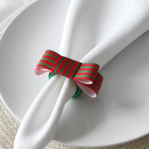 Christmas Napkin Ring, Red Green Striped Napkin Ring, Xmas napkin Ring, Christmas Table Decor, Christmas Gift, Wedding Table Decor image 7