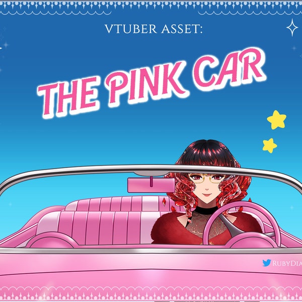 The Pink Car | vtuber assets for twitch streaming | cute stream props | Barbie corvette