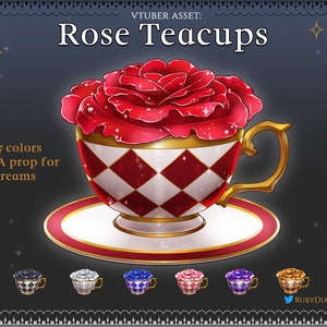 Rose Teacups | stream vtuber assets | floral tea cup aesthetics for Twitch