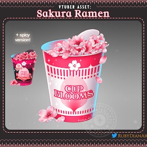 Sakura Ramen Cup | Cherry Blossom themed Vtuber Assets | stream props