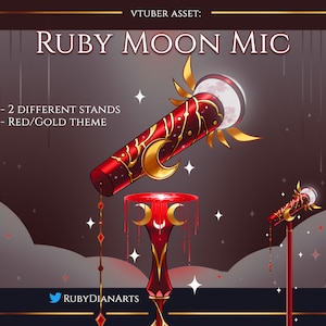 Ruby Moon Mic | Red and Gold Vtuber Streaming Asset (PNG Digital ...