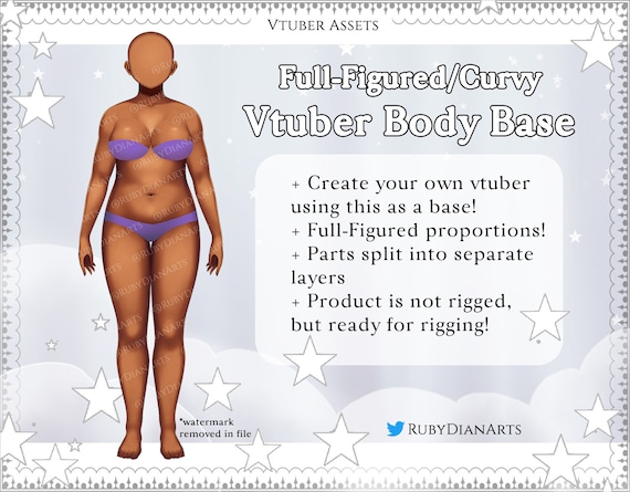 Vtuber Body Base: Full-figured and Curvy PSD File Unrigged/ready