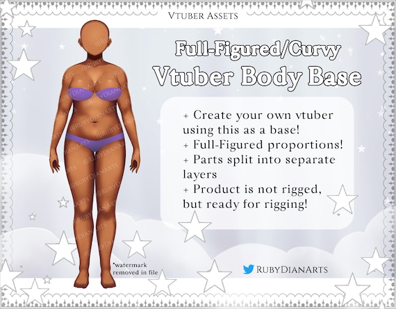 Vtuber Body Base: Full-figured and Curvy PSD File Unrigged/ready-to-rig on  Live2d Premade Vtubing Avatar Base Model Asset Template 