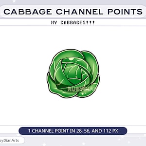 Cabbage Channel Points / Emote for Twitch | MY CABBAGES! | Kawaii Twitch Emotes and badge for streams