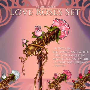 Love Roses Mic Set | Multi-Pack | vtuber asset | stream props | pink red white roses microphone garden aesthetic - digital download