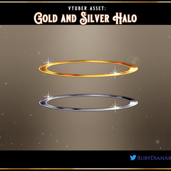 Gold and Silver Halo | vtuber assets | angel streaming prop and decoration