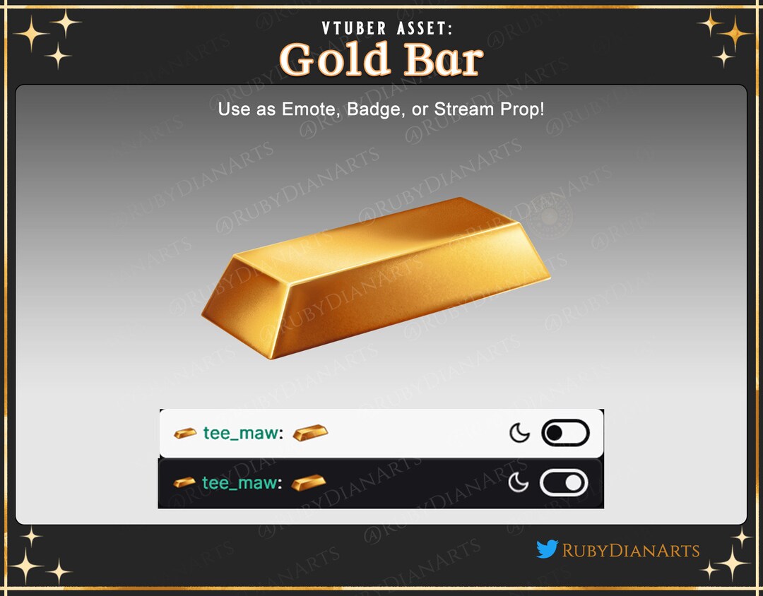 Gold Bar Prop/channel Points for Twitch Vtuber Asset Twitch Emotes and