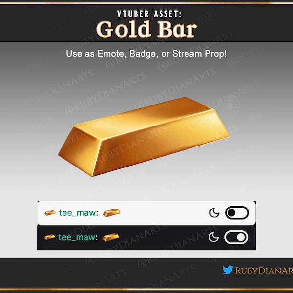 Gold Bar prop/channel points for Twitch | Vtuber Asset | Twitch Emotes and Badge for streams | digital download