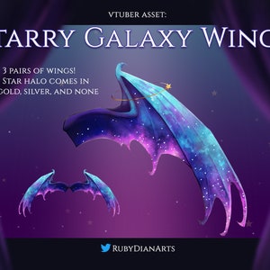 Starry Galaxy Wings / murciélago espacial o alas de demonio / Celestial Vtuber Asset stream decoración // descarga digital