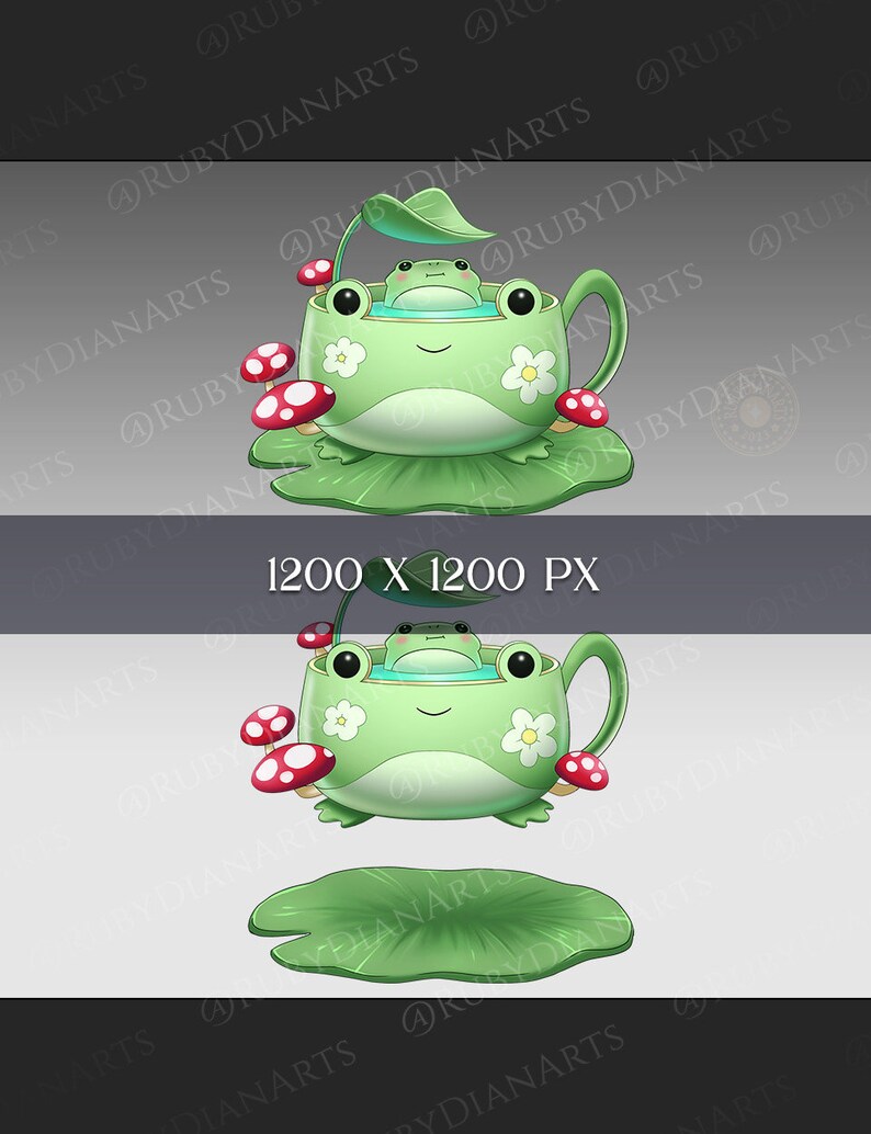 Frog Lilypad Teacup Stream Vtuber Assets Kawaii Cozy Froggy Assets for