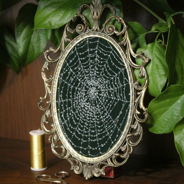 PDF + Video Tutorial - Spiderweb with Dew Drops Embroidery