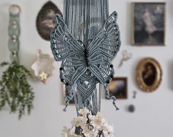Blue Macrame Moth Plant Hanger
