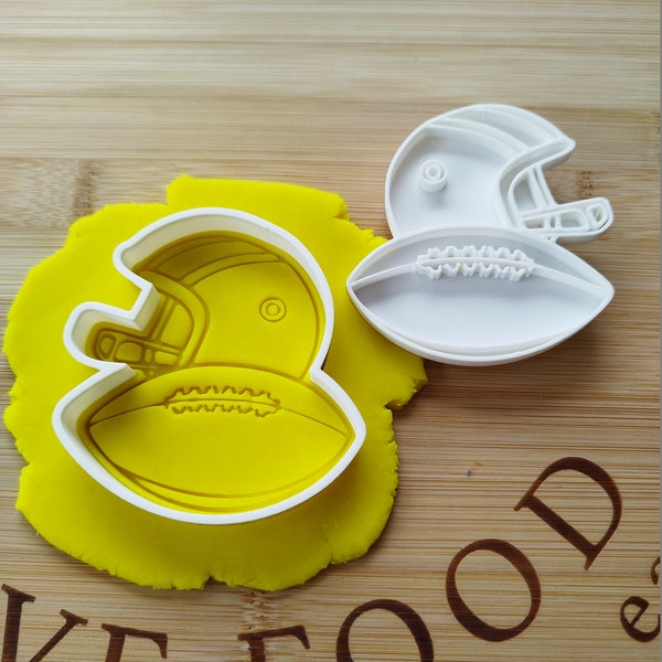 Soccer ball and helmet cookie cutter and stamp