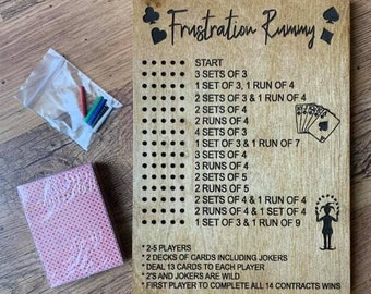 Frustration Rummy Board - fun family game - laser engraved