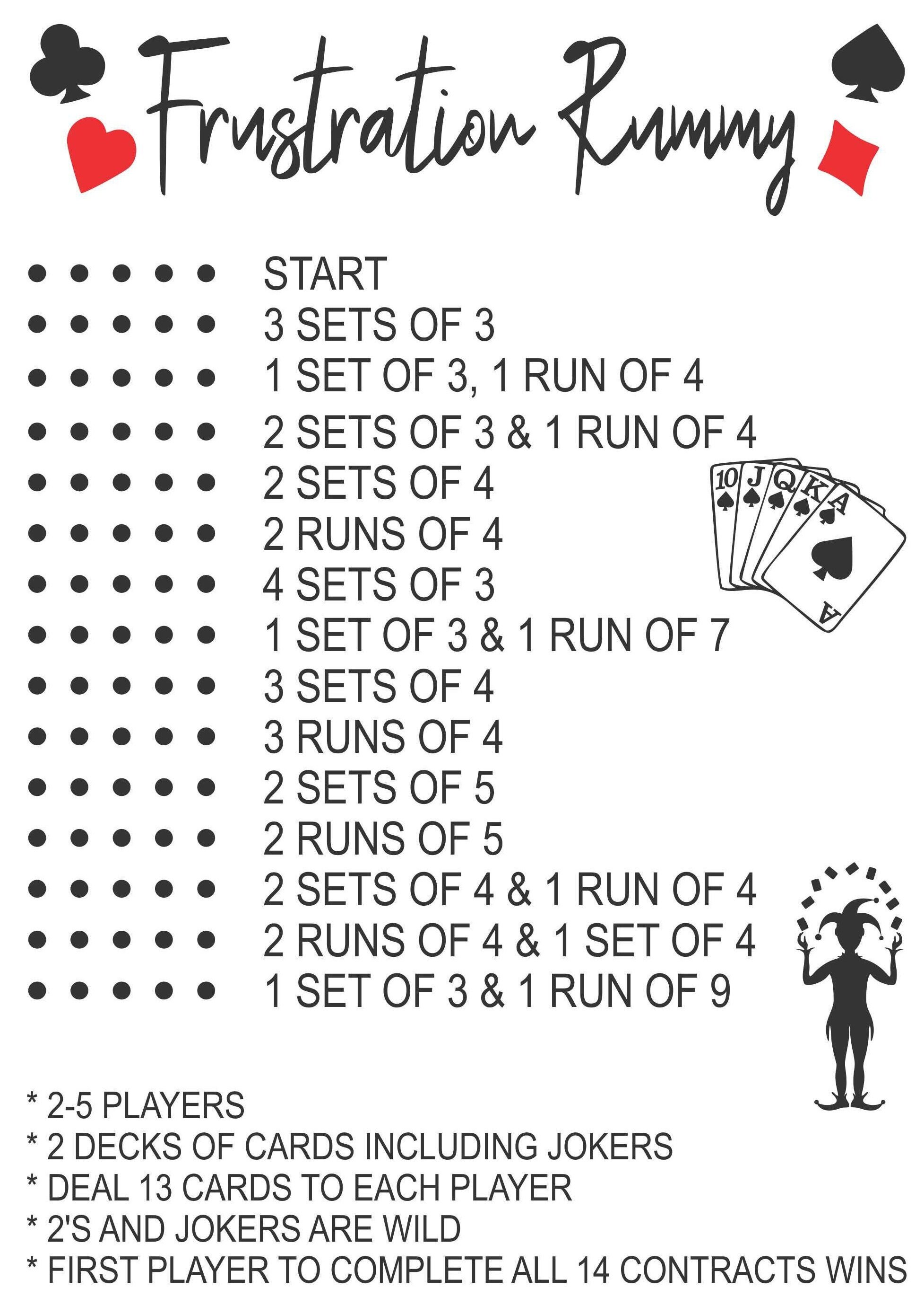 Printable Frustration Card Game Score Sheet Printable Frustration Card Game Score Sheet