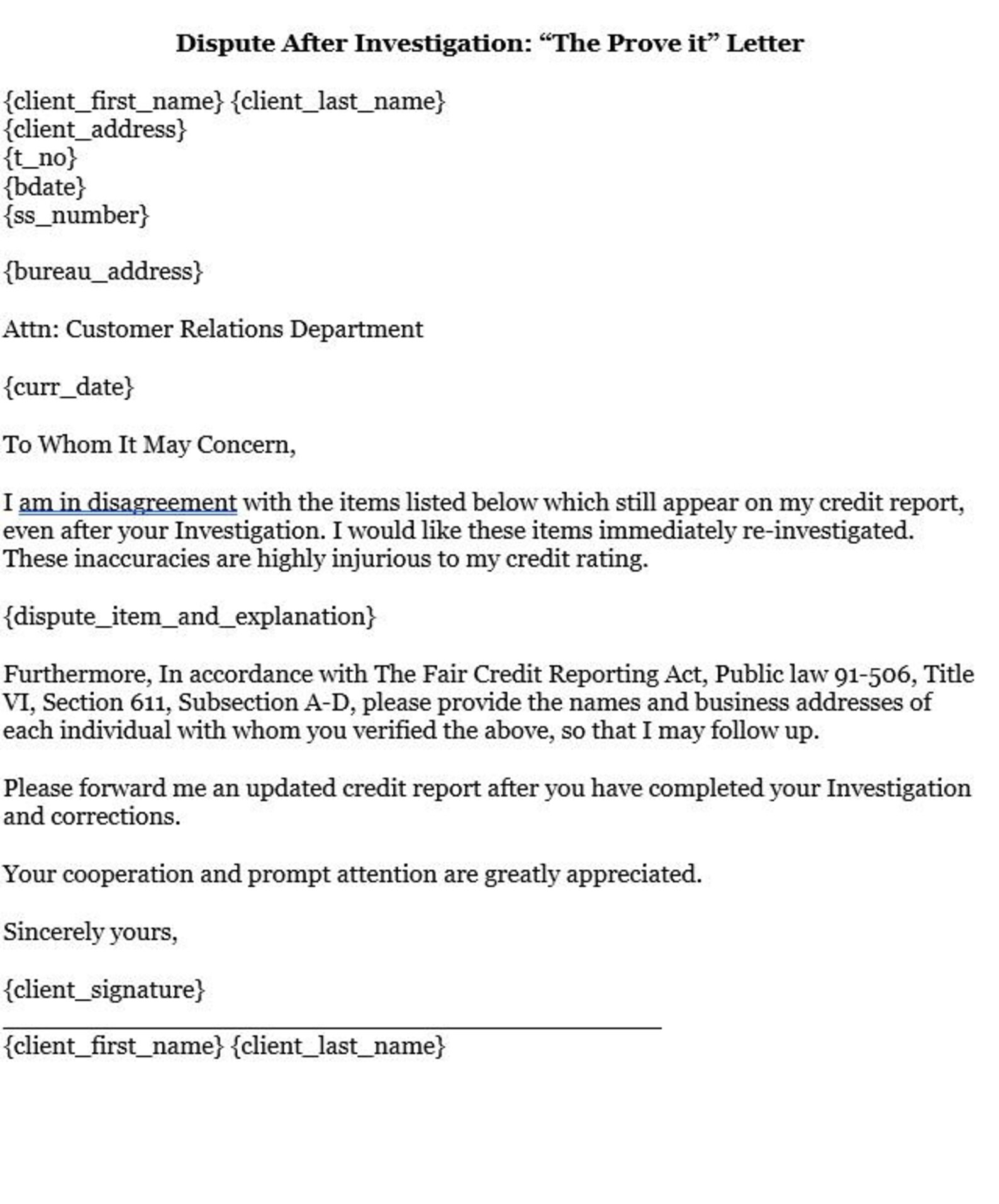 Dispute After Investigation the Prove It Letter Etsy