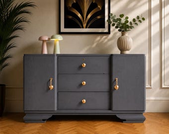 Art Deco Anrichte*blaue Kommode*1920*Vintage*Upcycling*Mid Century*Sideboard*Küchenschrank*Schlafzimmermöbel*Massivholz*Retro*