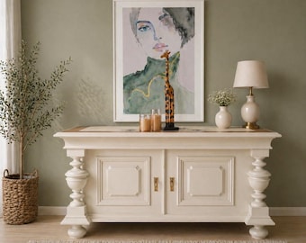 Vintage Kommode Beige*Antik*Massivholz* Sideboard*Shabby Chic*Unikat* *Upcycled Furniture*Lowboard*Wohnzimmer Möbel*TV Sideboard*