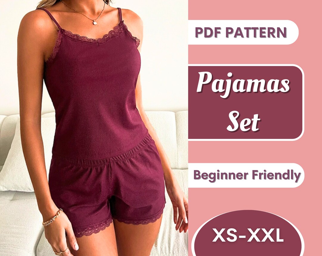 Pajamas Set Sewing Pattern XSXXXL Women Pajamas Pattern Pyjama Pattern