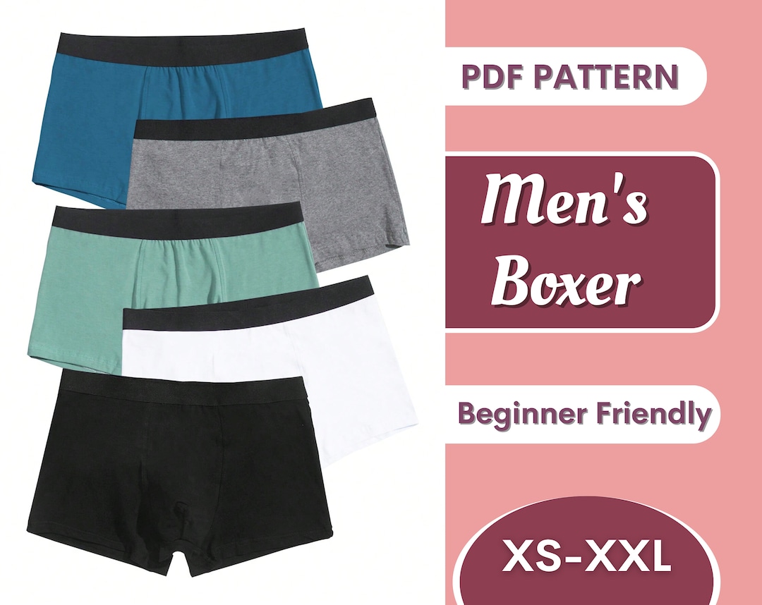 Men's Boxer Sewing Pattern XSXXXL Boys Boxer Pattern Boxers Pattern