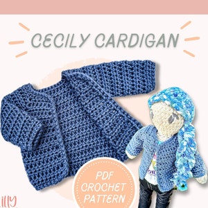 Cecily Cardigan Crochet Pattern for Dolls | Crochet Doll Sweater Pattern | Crochet Pattern for 18 inch Dolls | Doll Clothes Pattern