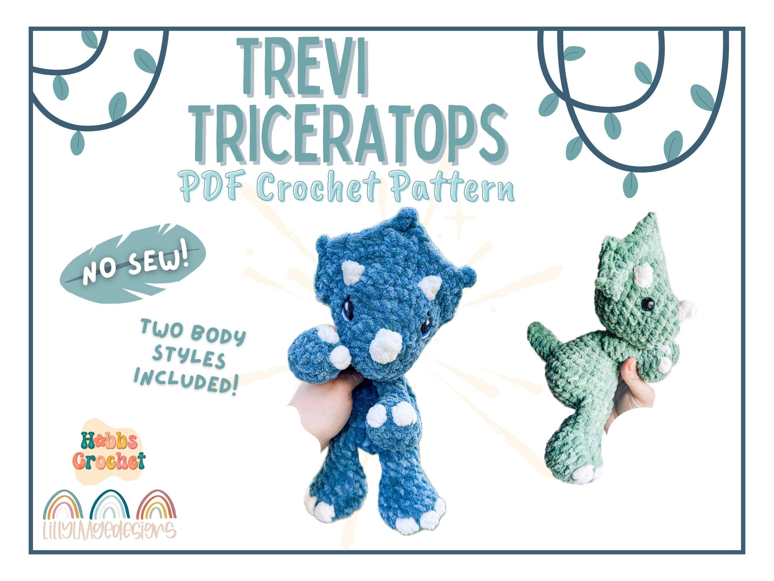 30 Triceratops Crochet Patterns for Dino Lovers, Nursery Decor, and Handmade Gifts 28 Trevi Triceratops Crochet Plushie Pattern