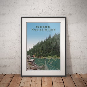 Vintage Travel Poster,  Garibaldi Lake BRITISH COLUMBIA Canada,  Travel print, Wall art