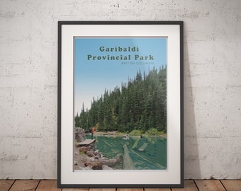 Vintage Travel Poster,  Garibaldi Lake BRITISH COLUMBIA Canada,  Travel print, Wall art