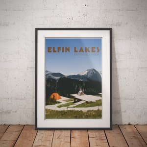 Vintage Travel Poster,  Elfin Lakes BRITISH COLUMBIA Canada,  Travel print, Wall art