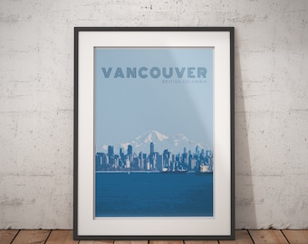 Vintage Travel Poster,  VANCOUVER Canada,  Travel print, Wall art