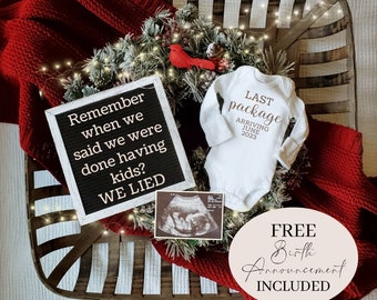 Christmas Pregnancy Announcement Digital, Last Package, Editable, Gender Neutral Baby Announcement, last baby, final baby, 3rd 4th 5th 6th