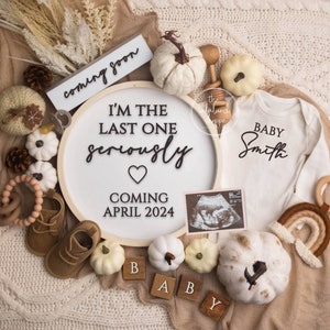 Rainbow Baby Announcement, Gender Neutral, Digital Fall Pregnancy Announcement, Last Baby number 4, Template, Last One, Social Media, Custom