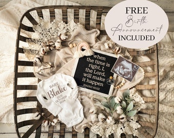 Christian Baby Announcement Digital Pregnancy Announcement When the time is right I the Lord will make it happen Miracle Rainbow Baby