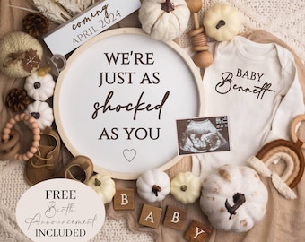 Fall Baby Announcement Digital Thanksgiving Pregnancy Announcement Gender Neutral November Surprise Unexpected We're Just As Shocked As You