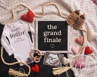 Valentines Day Pregnancy Announcement the grand finale Baby Announcement Editable Template Last Baby Pregnancy Announcement 3rd Baby 4th 5th