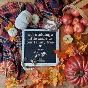 Thanksgiving Baby Announcement, Fall Pregnancy Announcement Digital, adding apple to family tree Gender Neutral Social Media Reveal Boy Girl