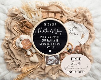 Mother's Day Pregnancy Announcement Digital Mother's Day Baby Announcement Grandparents  Pregnancy Reveal Editable Template Social Media