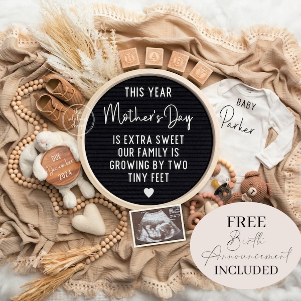 Mother's Day Pregnancy Announcement Digital Mother's Day Baby Announcement Grandparents  Pregnancy Reveal Editable Template Social Media