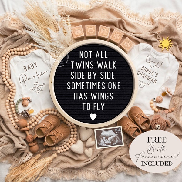 Twin Pregnancy Loss Announcement Not all twins walk side by side Rainbow twins Angel Sunrise Baby Vanishing Twin Baby Announcement Digital