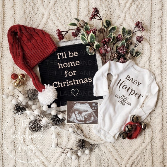 Pregnancy Announcement I'll Be Home for Christmas Etsy