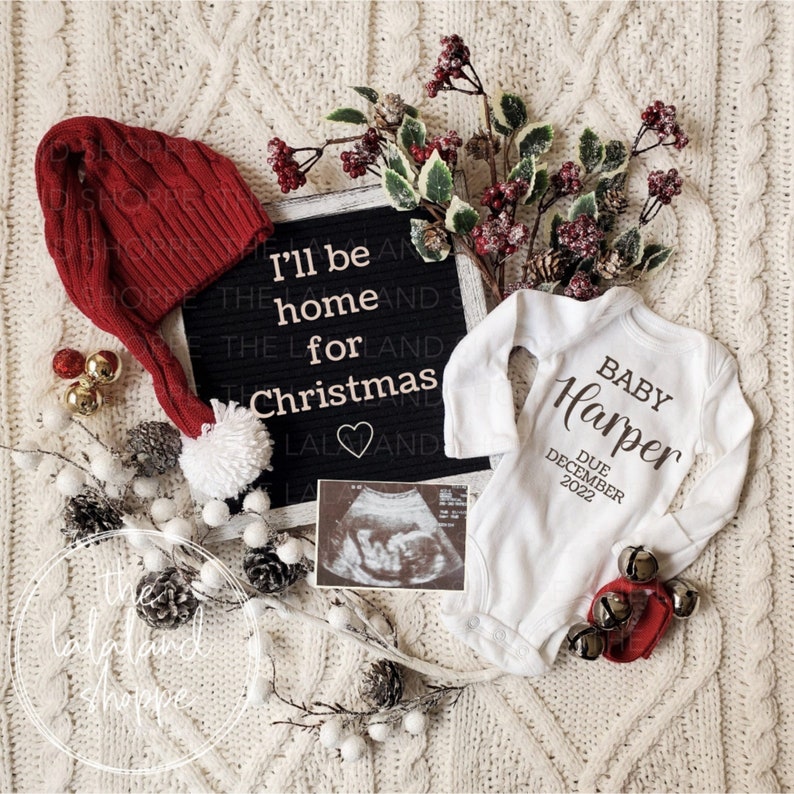 Pregnancy Announcement I'll Be Home for Christmas Etsy