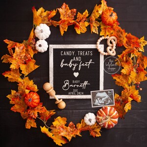 Halloween Pregnancy Announcement, Fall Baby Announcement, Gender Neutral, Editable Digital Template, Baby Board, Announce Pregnancy Reveal