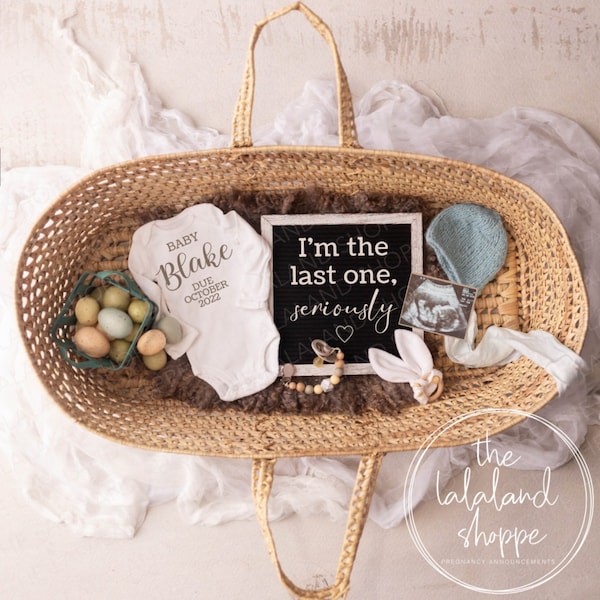 Easter Pregnancy Announcement, I'm the Last one seriously, Gender Neutral, Custom Baby Announcement Editable Digital, Last Baby, 3rd 4th 5th