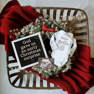 Weihnachten Schwangerschaft Ankündigung Digital Dezember Baby Ankündigung Editierbare Sofortvorlage Neutral Religiös Überraschung Baby Junge Mädchen Geschenk