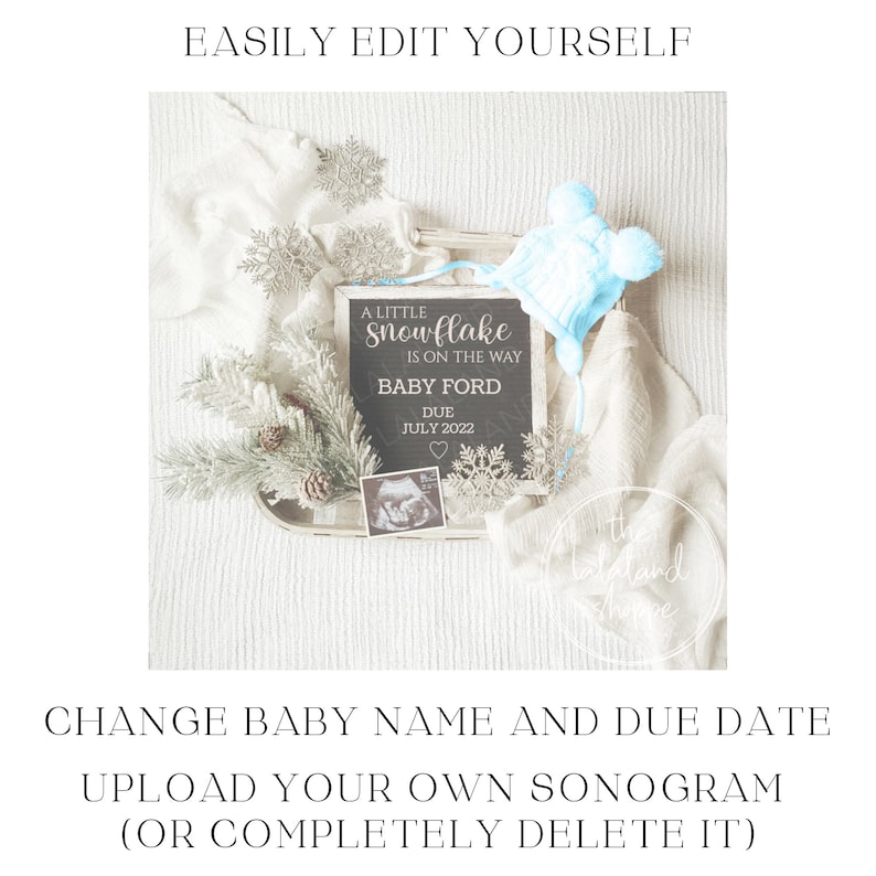 Winter Pregnancy Announcement Digital Winter Baby Etsy