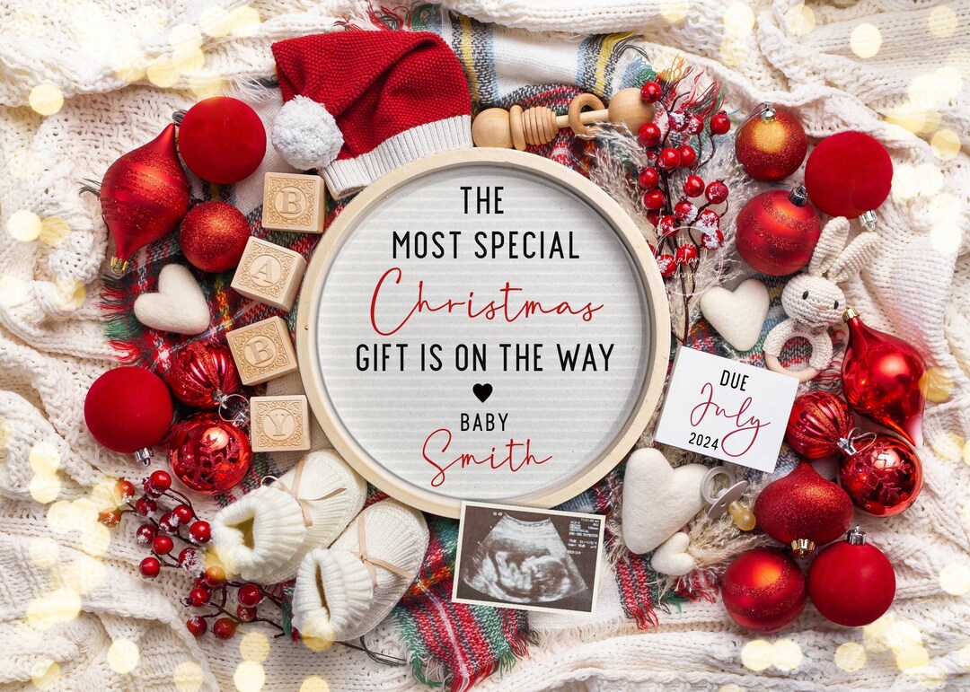 Christmas Pregnancy Announcement Digital Christmas Baby Announcement